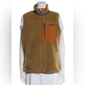 *EUC* Patagonia Brown Fleece Vest with Blue Details